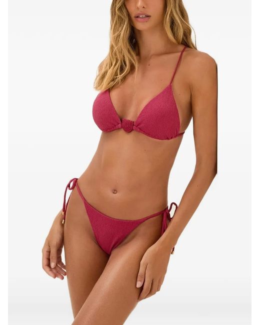 ViX Pink Firenze Yara Textured-Finish T-Back Bikini Top