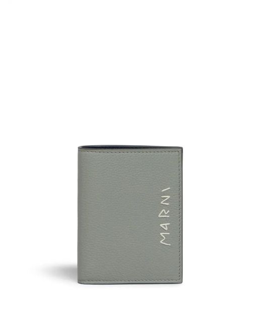 Marni White Logo-Embroidered Leather Wallet for men
