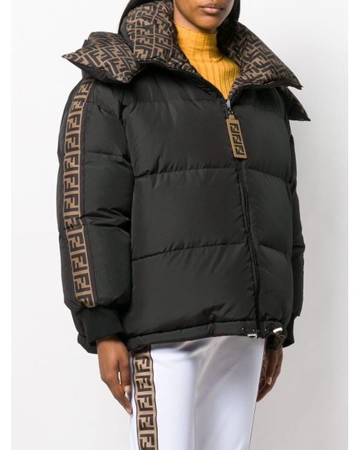 Fendi Ff Logo Puffer Jacket in Black Lyst