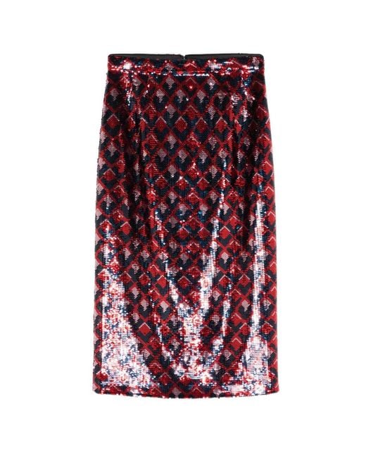 N°21 Purple Sequinned Geometric Woven Skirt