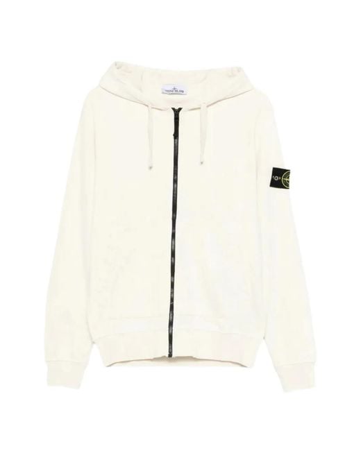 Stone Island Natural Logo-Patch Zip-Up Hoodie for men