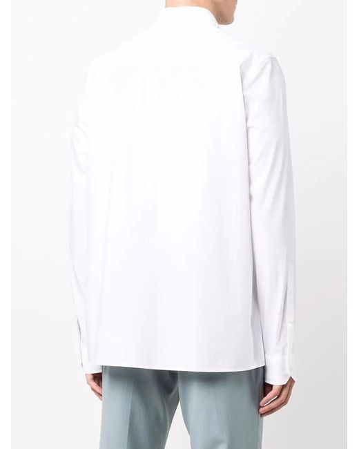 Valentino Garavani White Spread-Collar Cotton-Poplin Shirt for men