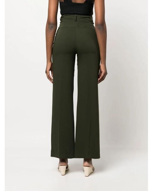Blanca Vita Green Straight-Leg Cut Trousers