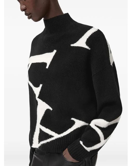 AllSaints Black Pull A Star À Col Roulé