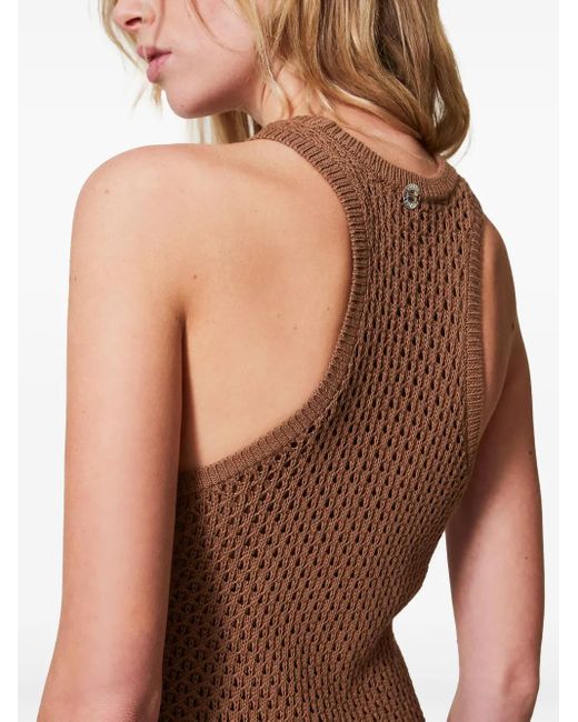 Twinset Geribbelde Midi-Jurk in het Brown