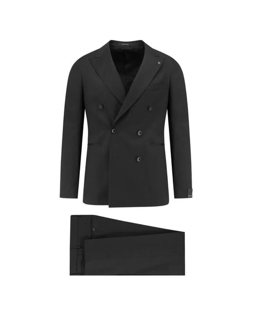 Tagliatore Black Double-Breasted Suit for men