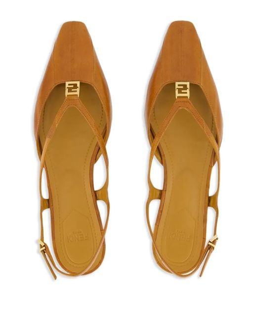 Fendi Ffold Platte Pumps in het Brown