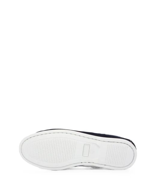 Atalanta Weller White Contrast-Stitch Suede Boat Shoes for men