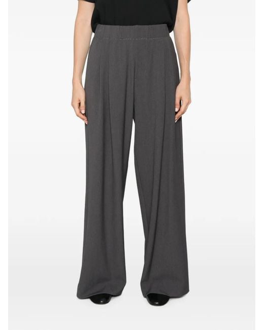 ELEH Gray Pleated Wide-Leg Trousers