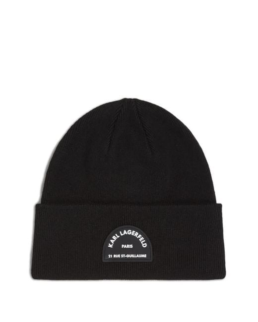 Karl Lagerfeld Black Rue St. Guillaume Beanie