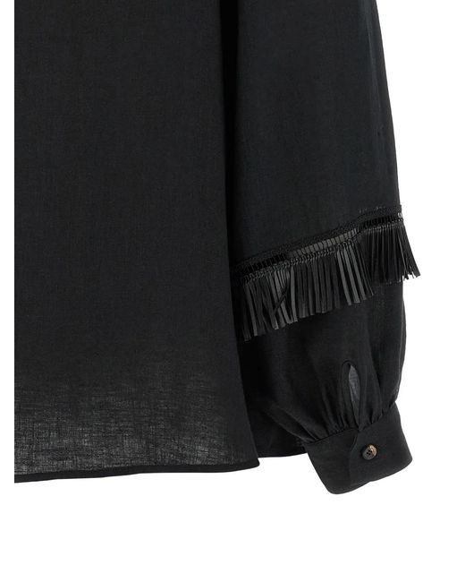Kiton Black Chemise À Franges