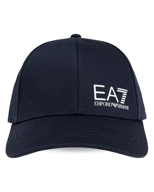 EA7 Blue Logo-Print Baseball Cap