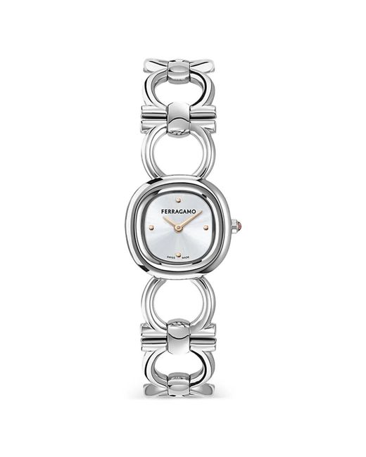 Ferragamo White Double Gancini 22Mm Watch