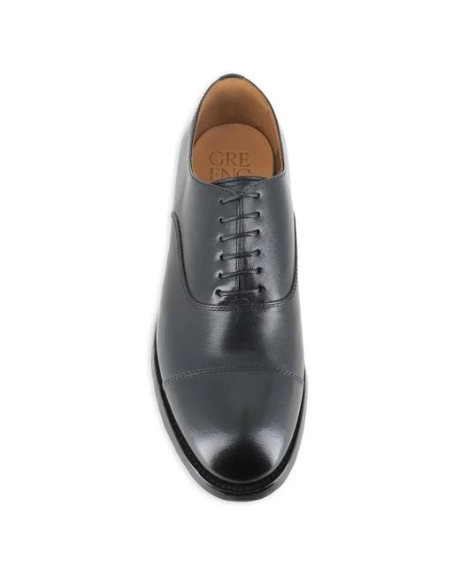 Green George Gray Cap-Toe Leather Oxford Shoes for men