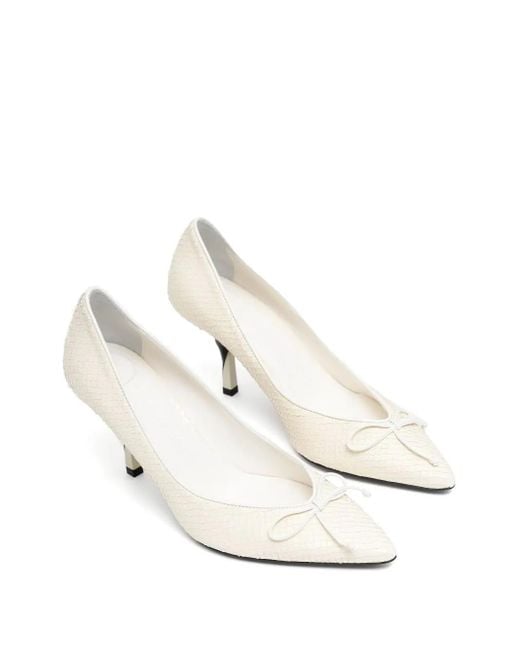 Jacquemus White Tourni Python-Effect Pumps