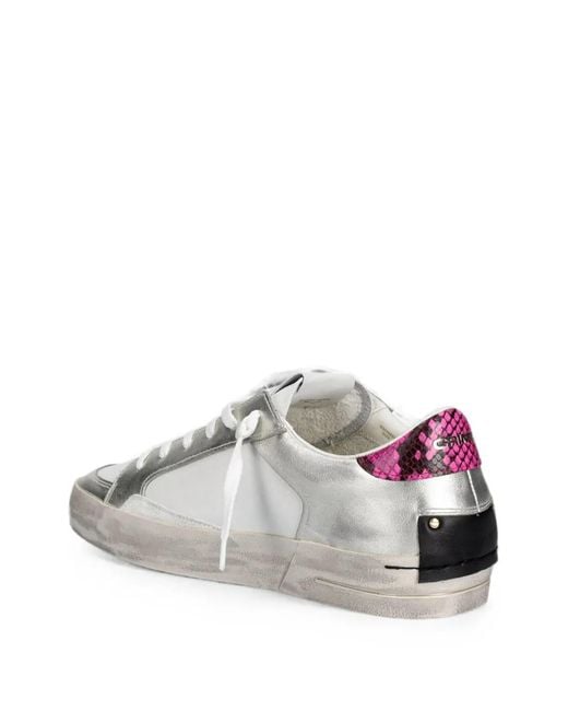 Crime London White Sk8 Deluxe Lace-Up Sneakers