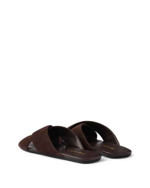 Prada Brown Suede Slides