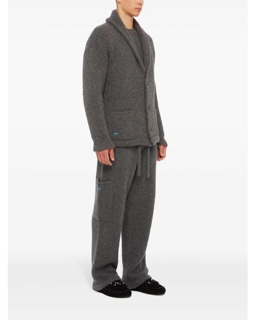 Alanui Gray Finest Ribbed Cardigan for men