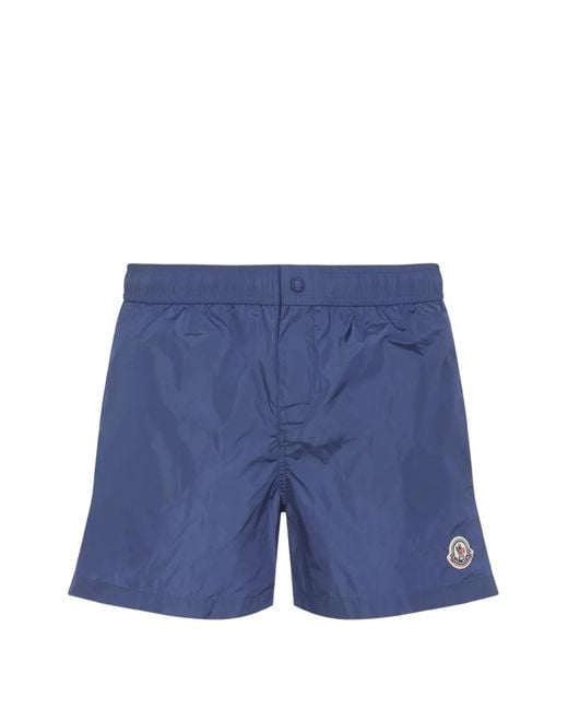 Moncler Blue Logo-Patch Swim Shorts for men