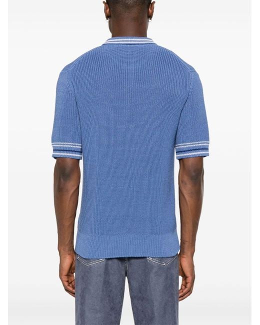 Marni Blue Chunky-knit Polo Shirt for men