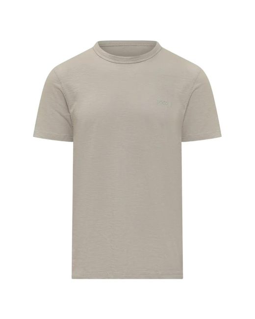 Boss Gray Cotton Jersey T-Shirt With Logo Detail for men