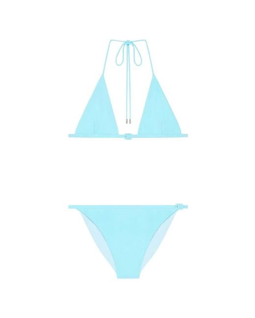 Courreges Blue Buckle-Detail Bikini Set