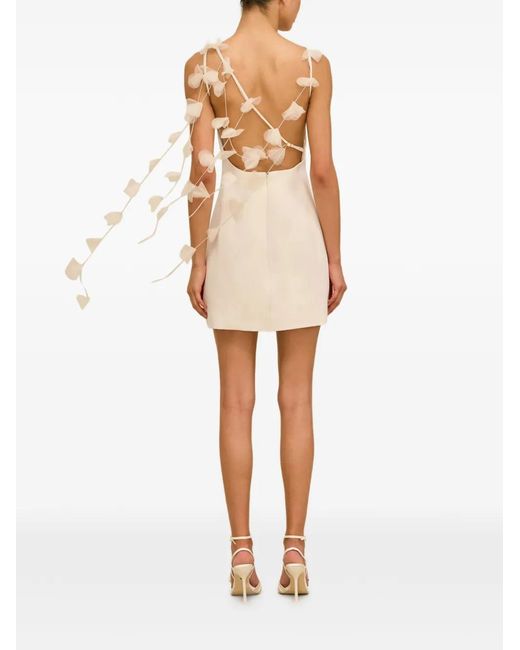 Cult Gaia White Floral-Embellished Backless Mini Dress
