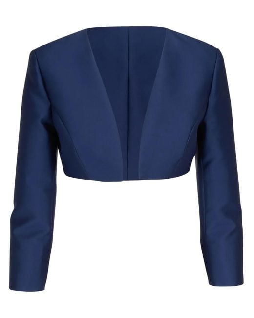 Carolina Herrera Blue Long-Sleeve Cropped Jacket