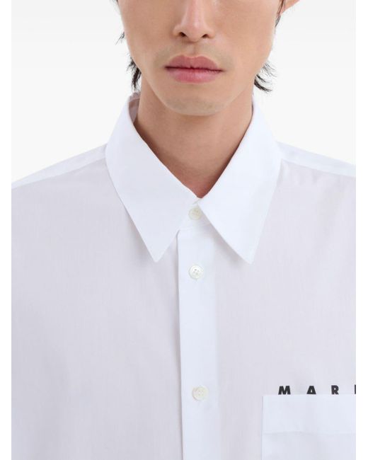 Marni White Boxy Fit Logo Shirt for men