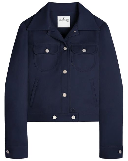 Courreges Blue Trucker Button-Fastening Twill Jacket