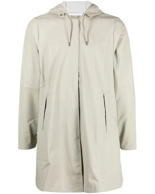 Rains Natural Drawstring-Hooded Parka Coat for men