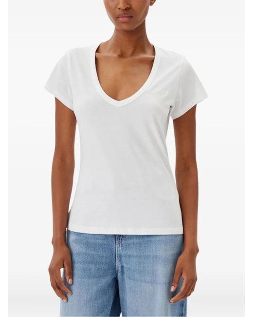 Boss White V-Neck Cotton T-Shirt