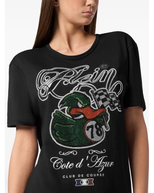 Philipp Plein Black Logo-Print Mini Dress