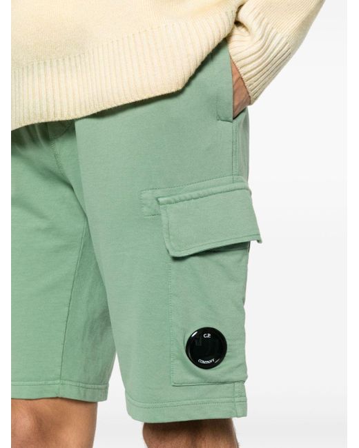 C P Company Green Lens-detail Cotton Shorts for men