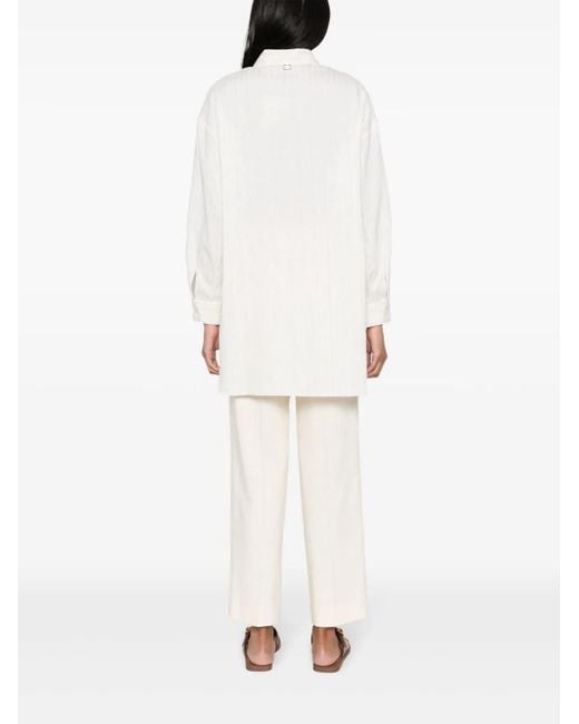 Twinset White Metallic-Threading Striped Shirt