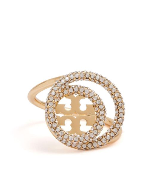 Tory Burch White Miller Crystal-embellished Ring