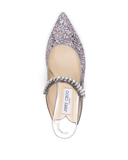 Jimmy Choo White Bing Sequin-embellished Ballerina Shoes