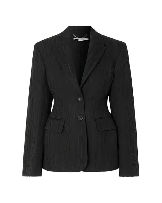 Stella McCartney Black Textured Single-Breasted Blazer