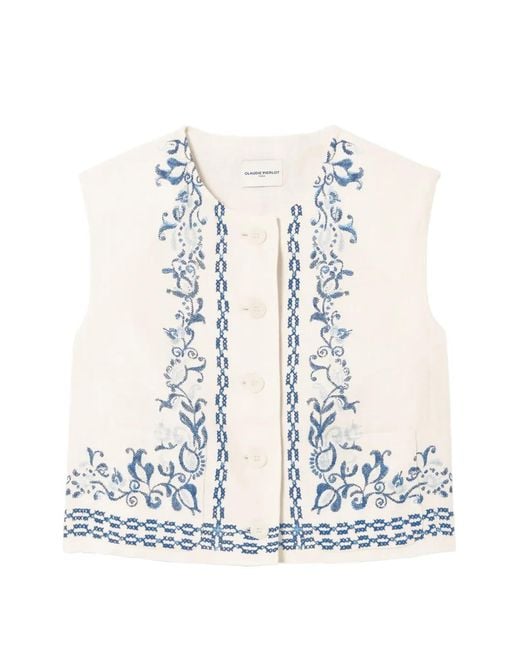 Claudie Pierlot White Sleeveless Short Jacket