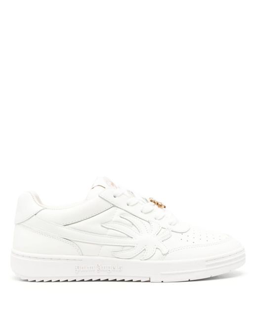 Palm Angels White Palm Beach University Leather Sneakers for men