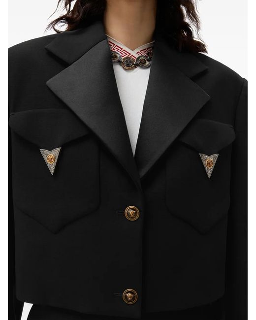 Versace Black Medusa-Hardware Cropped Jacket