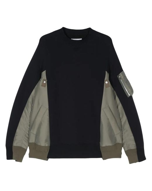 Sacai Black Panelled Sweatshirt for men