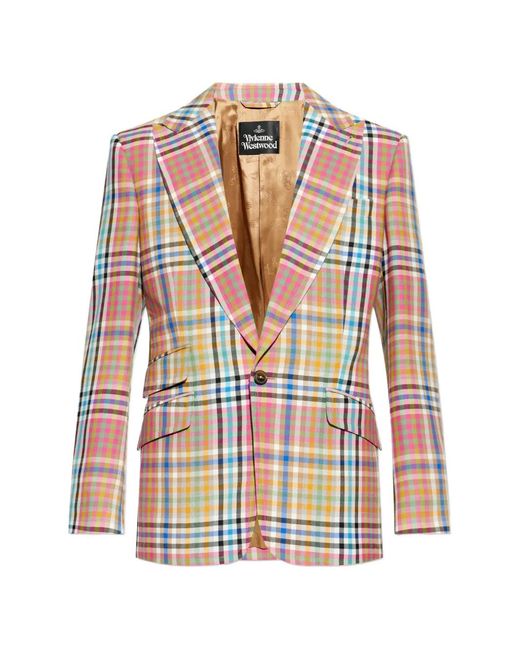Vivienne Westwood White Blazer À Poche À Carreaux for men