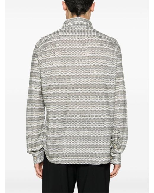 Missoni Gray Chevron-knit Long-sleeve Shirt for men