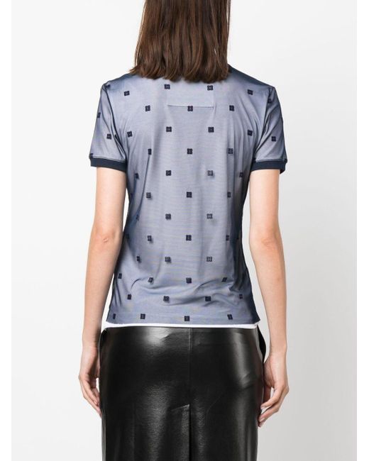 Givenchy Blue 4g-motif Tulle-overlay T-shirt