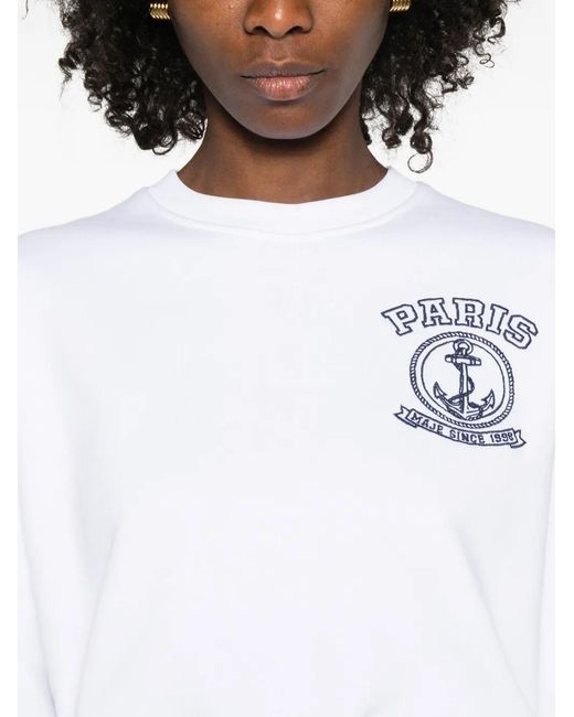 Maje White Sailor Print Sweatshirt