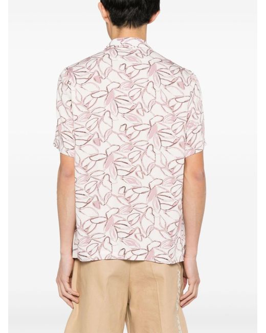 Camisa con motivo floral Tagliatore de hombre de color Pink