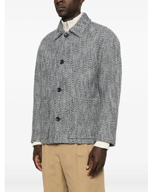 Sandro Gray Button-Up Wing-Collar Jacket for men