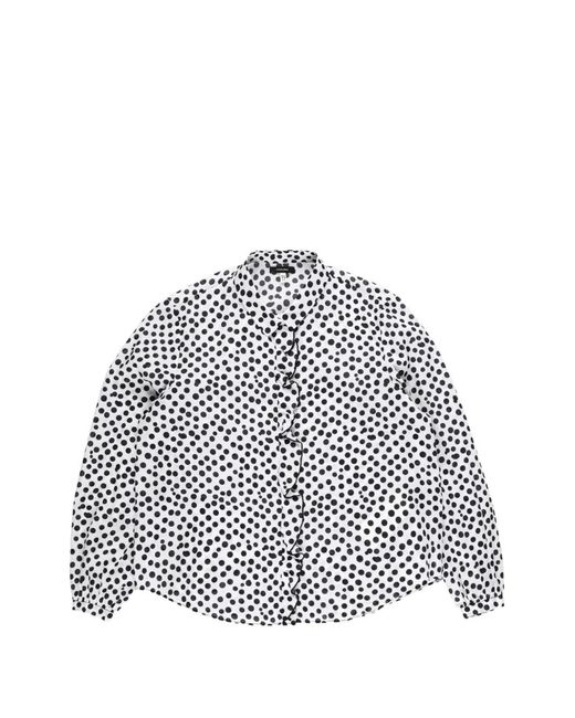 R13 White Polka-Dot Ruffled Blouse