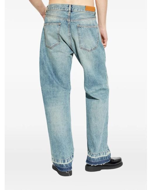 DARKPARK Blue Frayed Button Jeans for men